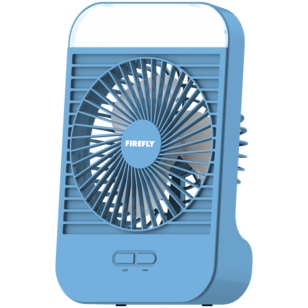Firefly Rechargeable 5" DC Fan with Night Light - Blue