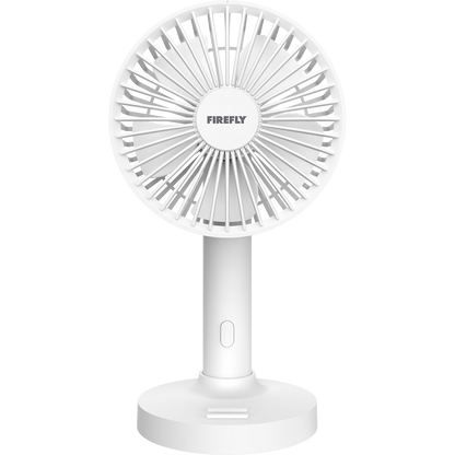 Firefly Portable Stand Fan with Mobile Phone Holder - White