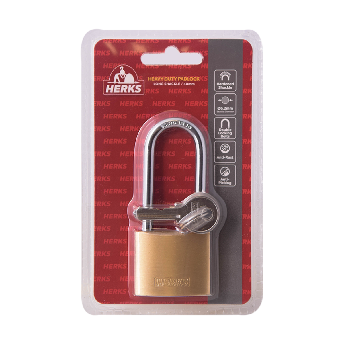 HERKS Heavy Duty Brass Padlock - Long Shackle