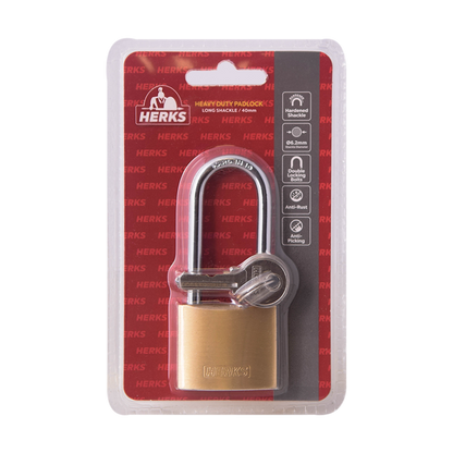 HERKS Heavy Duty Brass Padlock - Long Shackle