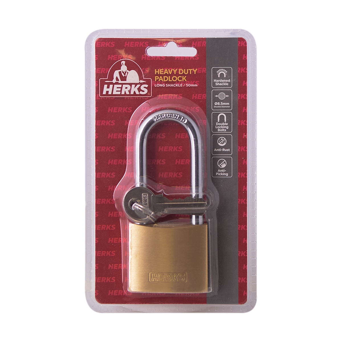 HERKS Heavy Duty Brass Padlock - Long Shackle