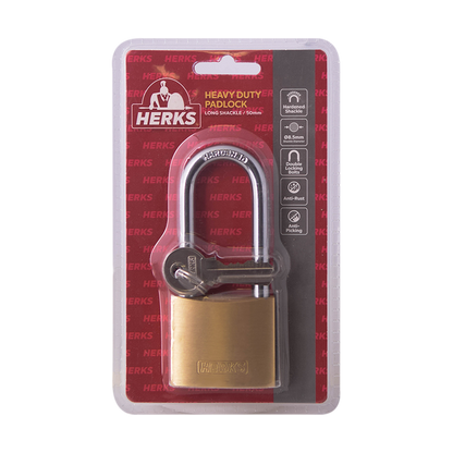 HERKS Heavy Duty Brass Padlock - Long Shackle