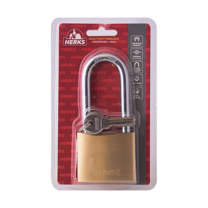 HERKS Heavy Duty Brass Padlock - Long Shackle