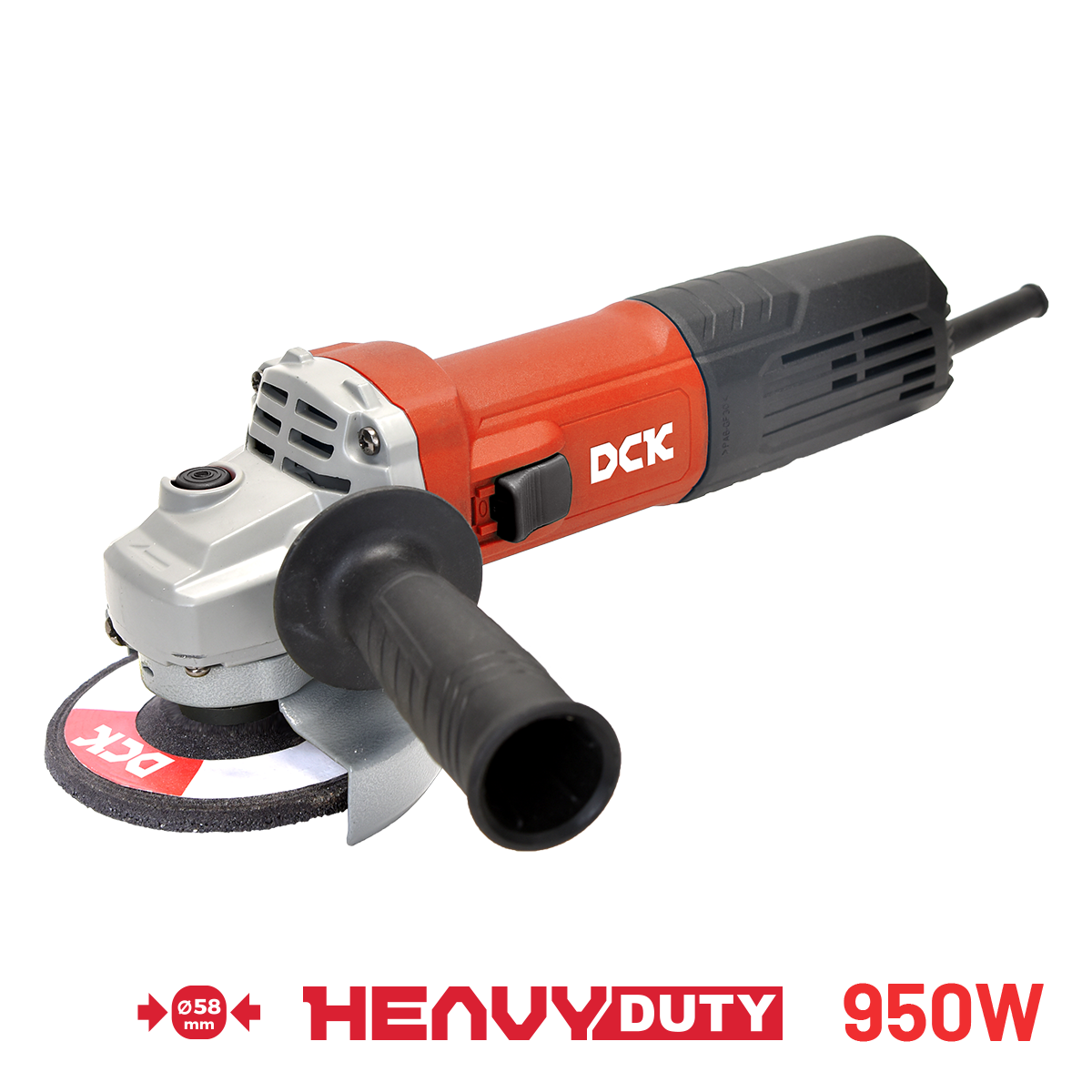 DCK Angle Grinder 4'' 950W with Slim body, Slide Switch & M10(Spindle Thread