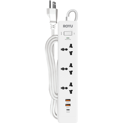 ROYU 3-Gang Power Strip with USB Ports