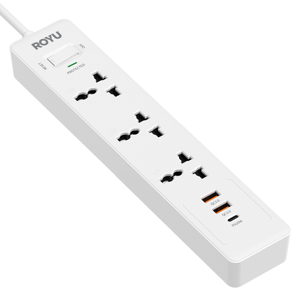 ROYU 3-Gang Power Strip with USB Ports