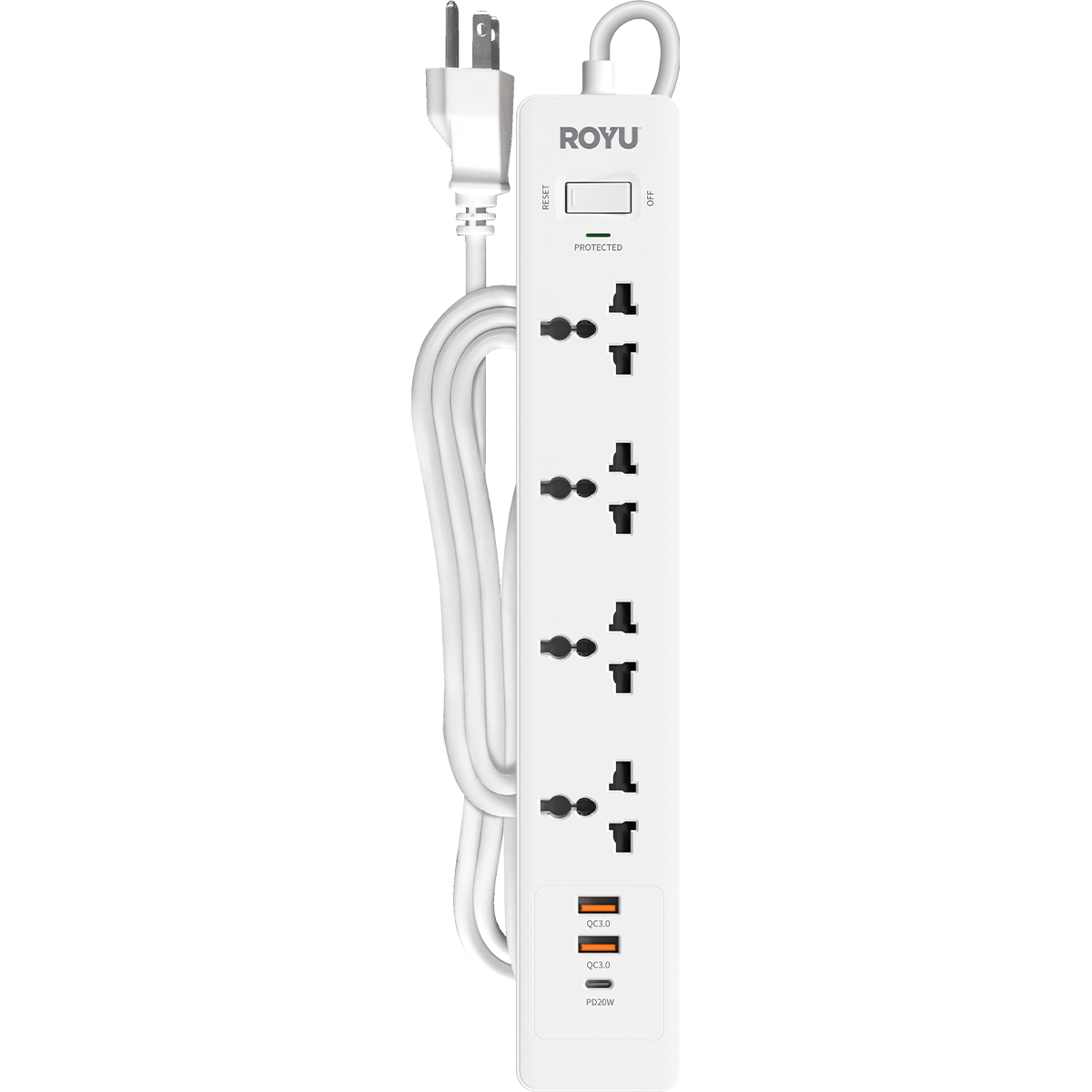 ROYU 4-Gang Power Strip with USB Ports