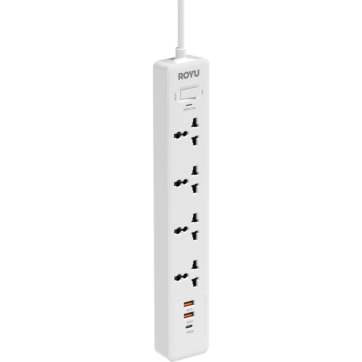 ROYU 4-Gang Power Strip with USB Ports