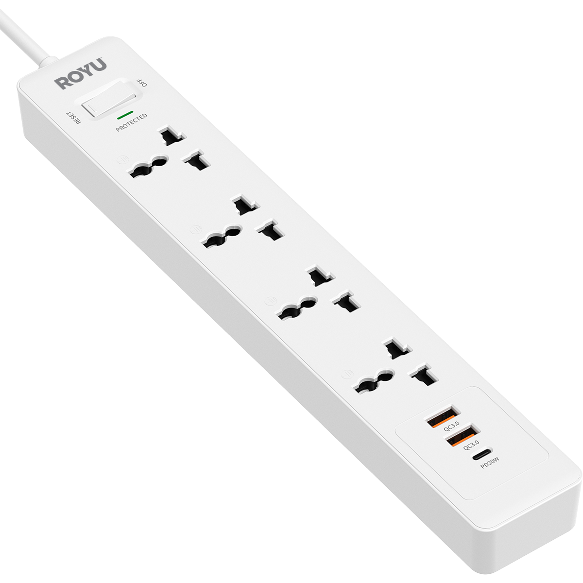 ROYU 4-Gang Power Strip with USB Ports