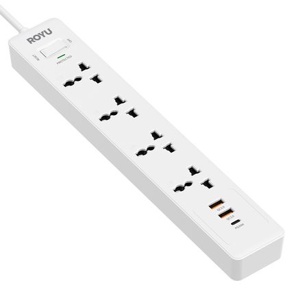 ROYU 4-Gang Power Strip with USB Ports