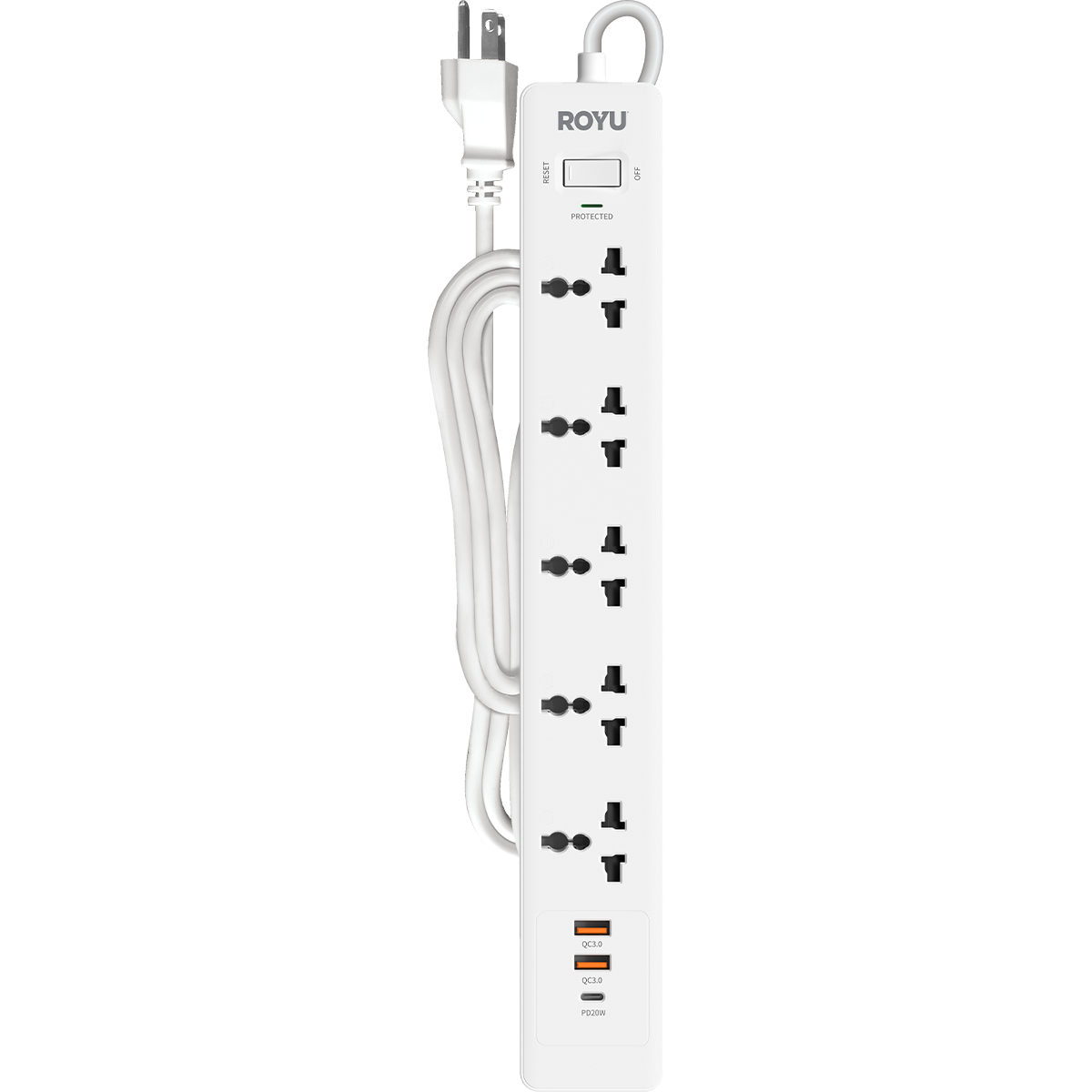 ROYU 5-Gang Power Strip with USB Ports