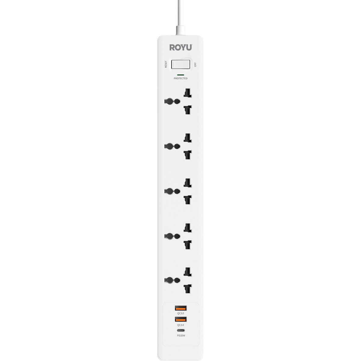 ROYU 5-Gang Power Strip with USB Ports