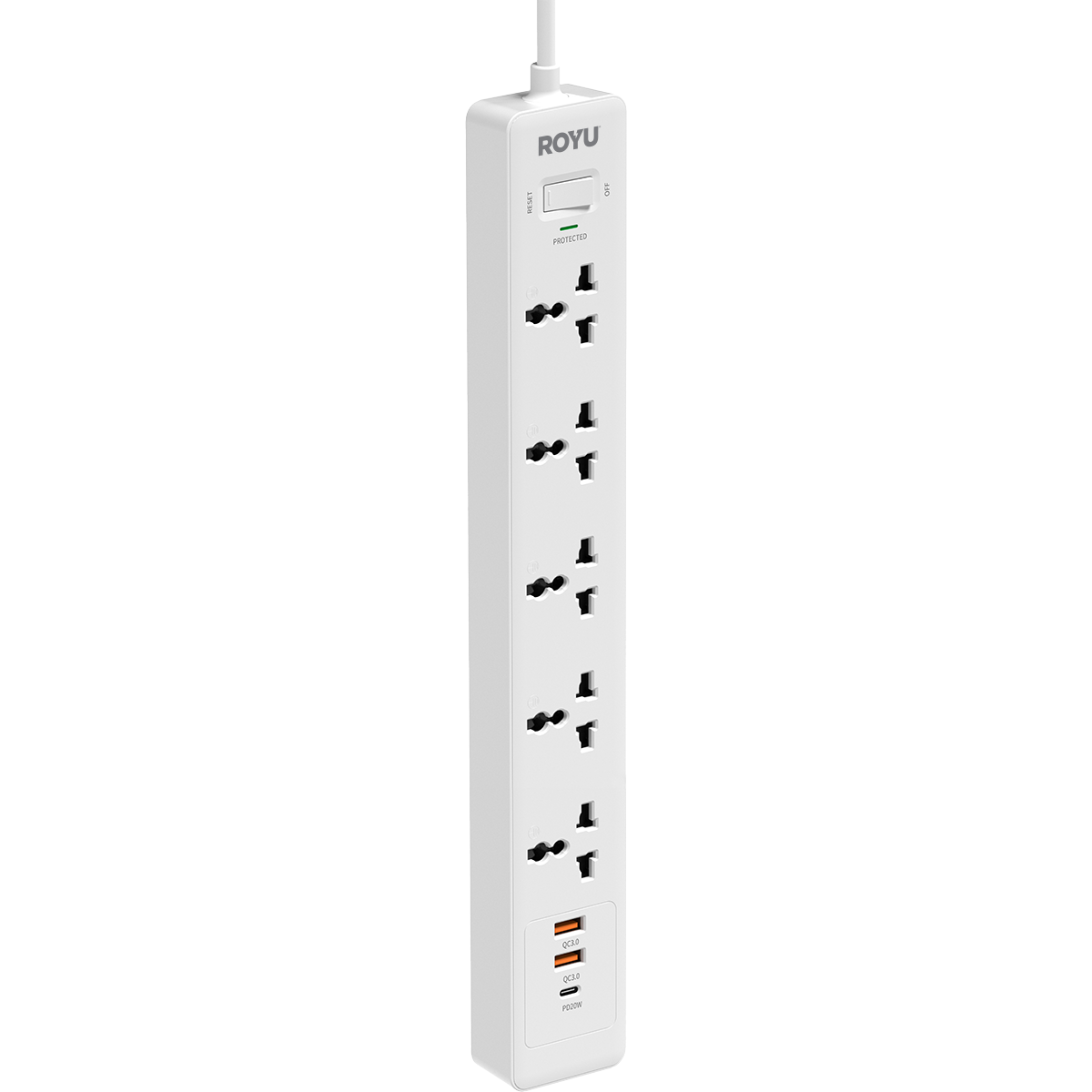 ROYU 5-Gang Power Strip with USB Ports