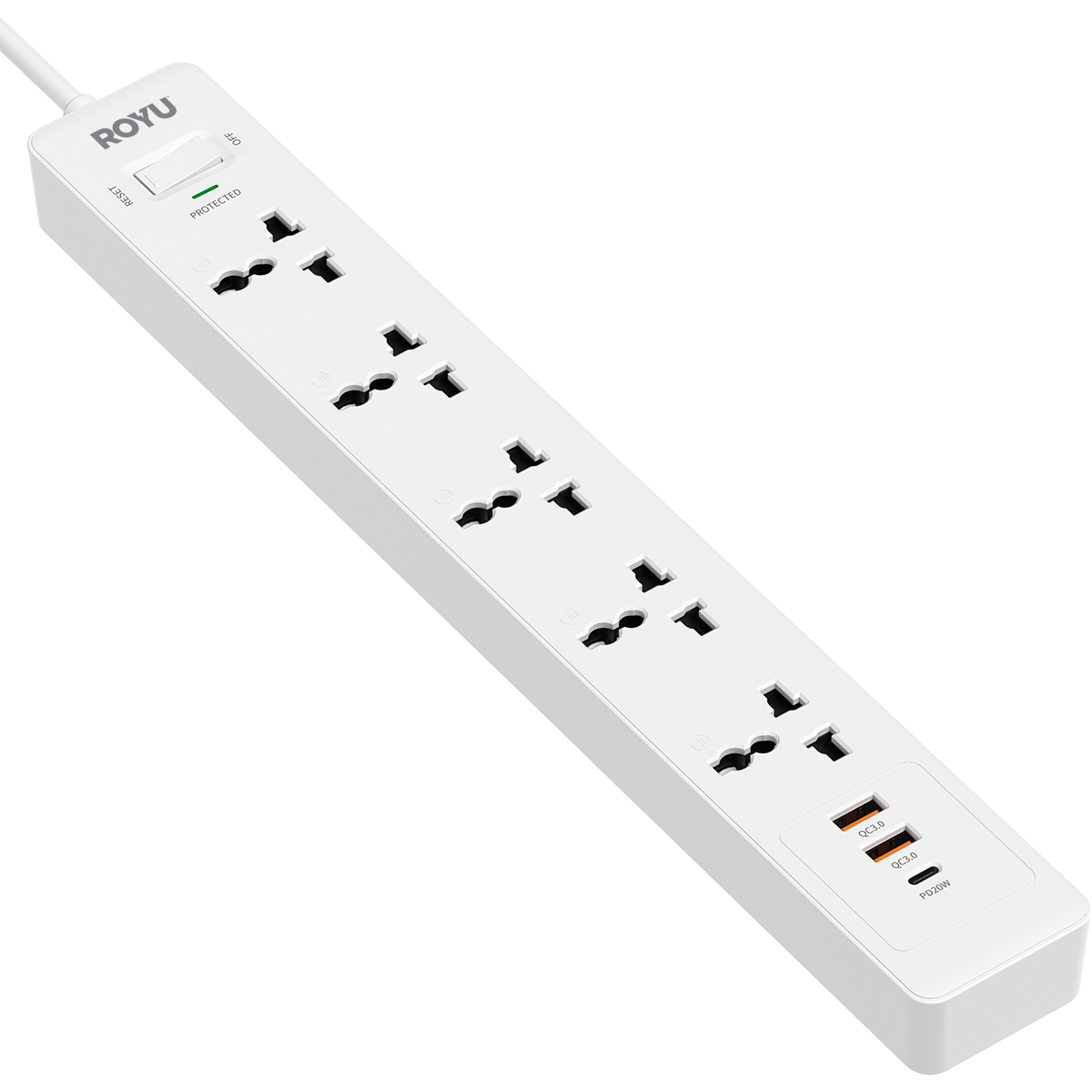 ROYU 5-Gang Power Strip with USB Ports