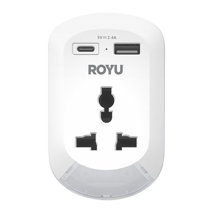 ROYU 1 Gang Wall Adapter with Night Light and USB Ports