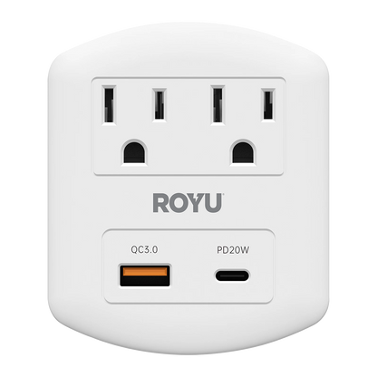 ROYU 2 Gang Wall Adapter with Fast Charging USB Ports