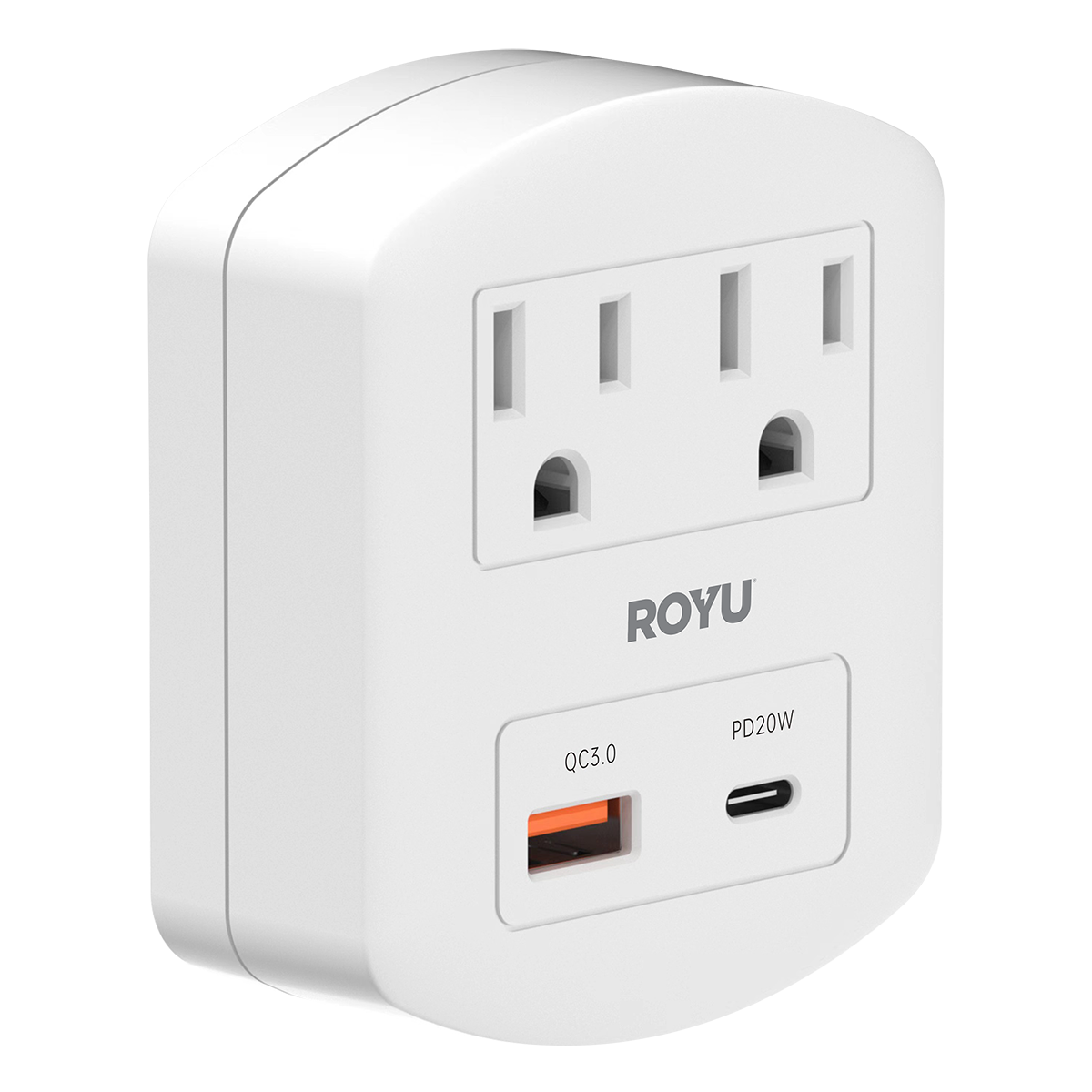 ROYU 2 Gang Wall Adapter with Fast Charging USB Ports