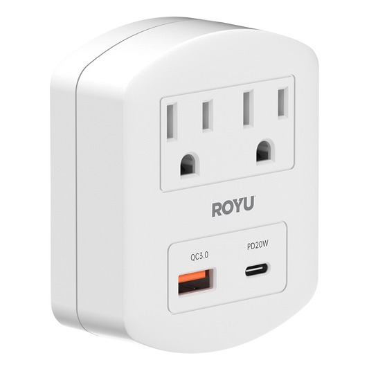 ROYU 2 Gang Wall Adapter with Fast Charging USB Ports