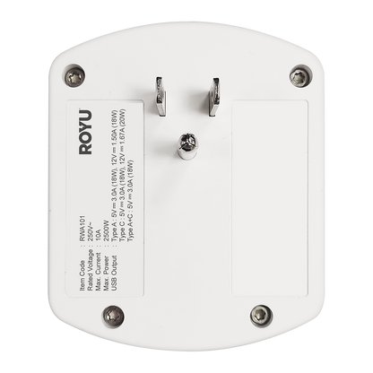 ROYU 2 Gang Wall Adapter with Fast Charging USB Ports