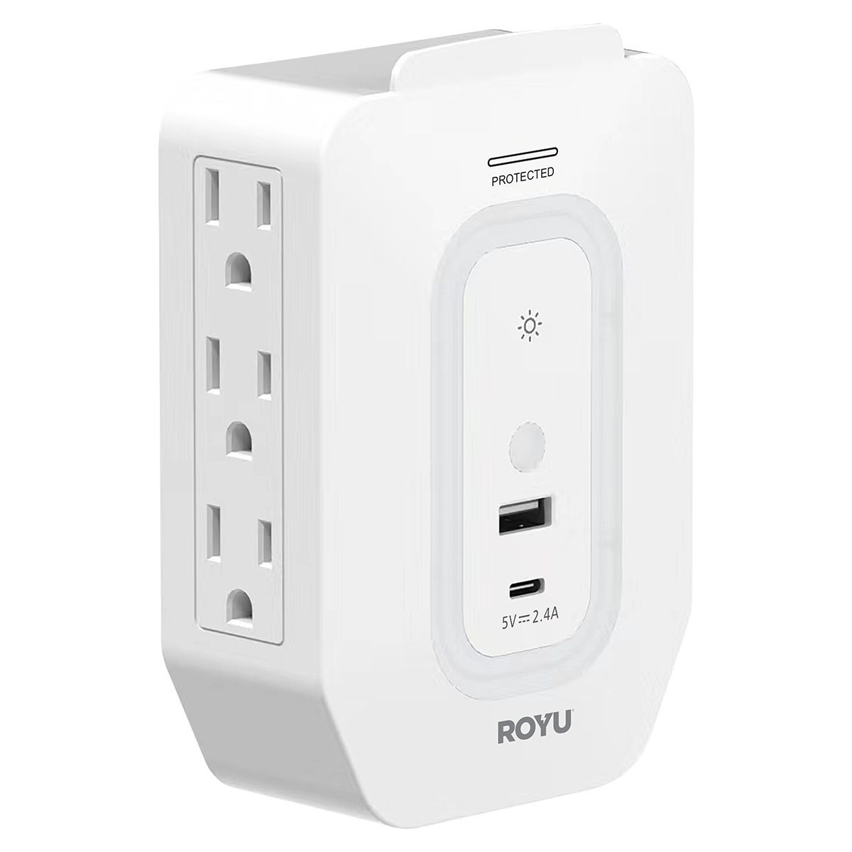 ROYU 6 Gang Wall Adapter with Night Light and USB Ports