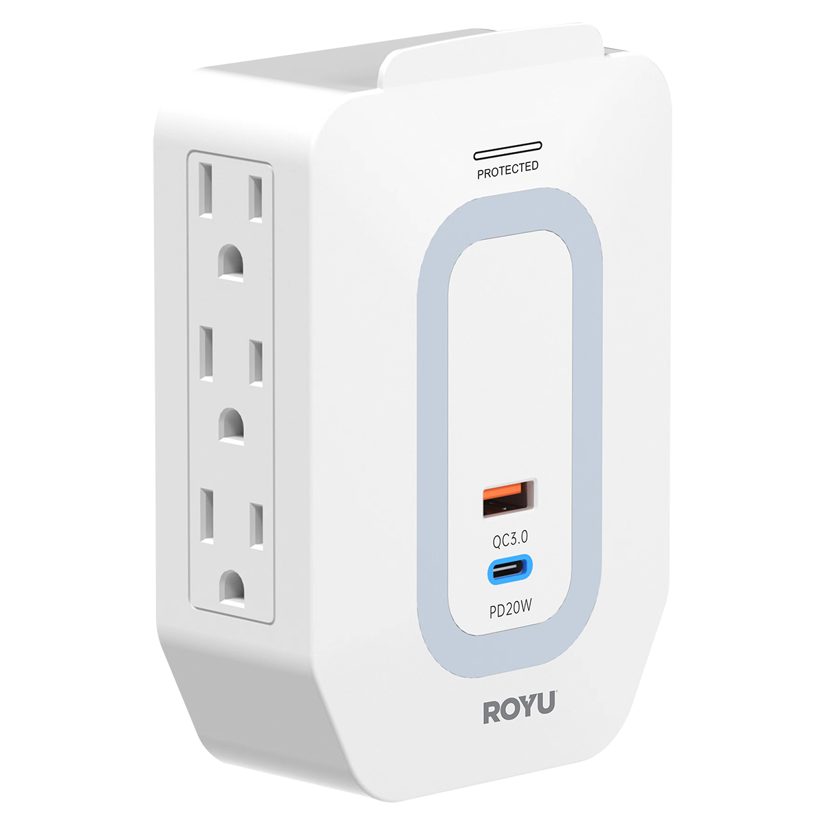 ROYU 6 Gang Wall Adapter with Fast Charging USB Ports