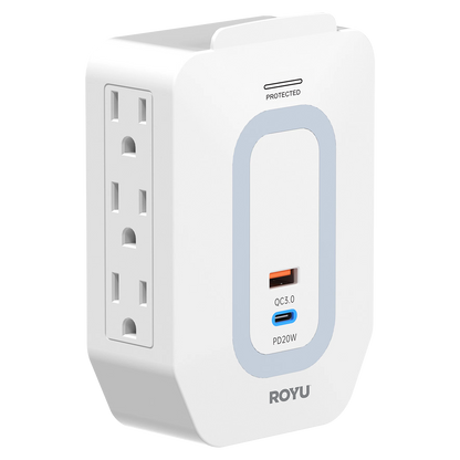 ROYU 6 Gang Wall Adapter with Fast Charging USB Ports