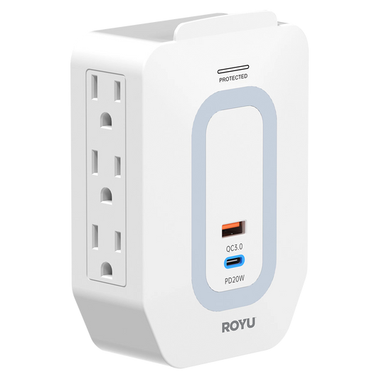 ROYU 6 Gang Wall Adapter with Fast Charging USB Ports