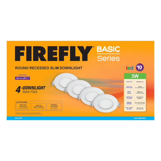 Firefly Basic Series 4-LED Round Recessed Slim Downlight Value Pack